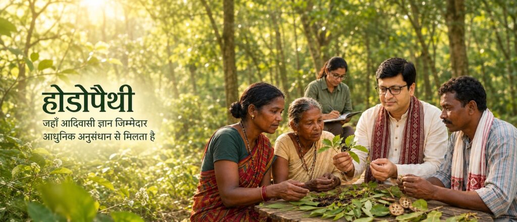 Rajeev Singh documents traditional plant knowledge with Adivasi knowledge holders at a native plant nursery in Jharkhand.